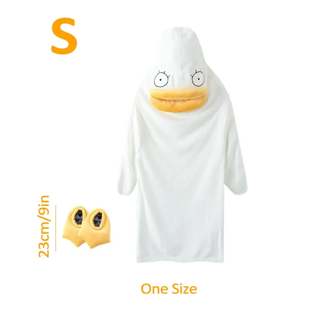 Super Long Flannel Blanket Duck Onesie Pajamas for Adult Winter Hoodies Sweatshirt Pullover Fleece TV Blanket Cosplay Costume