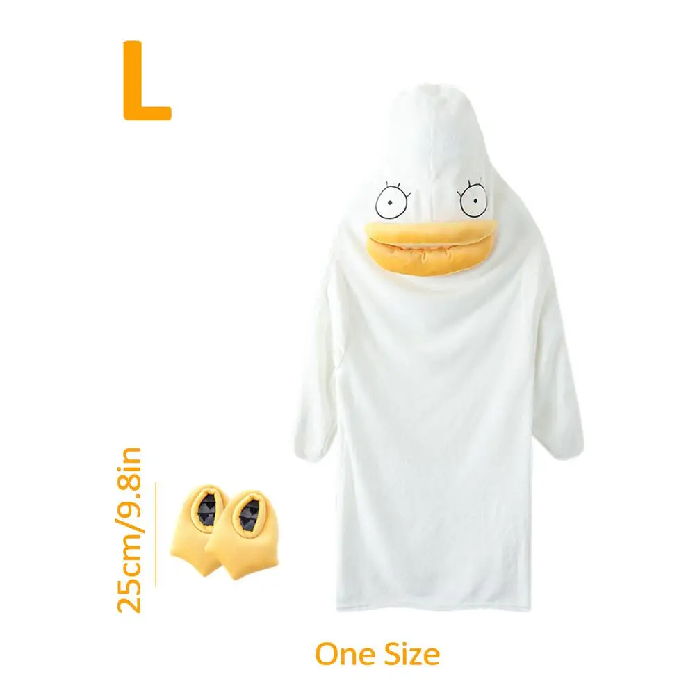 Super Long Flannel Blanket Duck Onesie Pajamas for Adult Winter Hoodies Sweatshirt Pullover Fleece TV Blanket Cosplay Costume