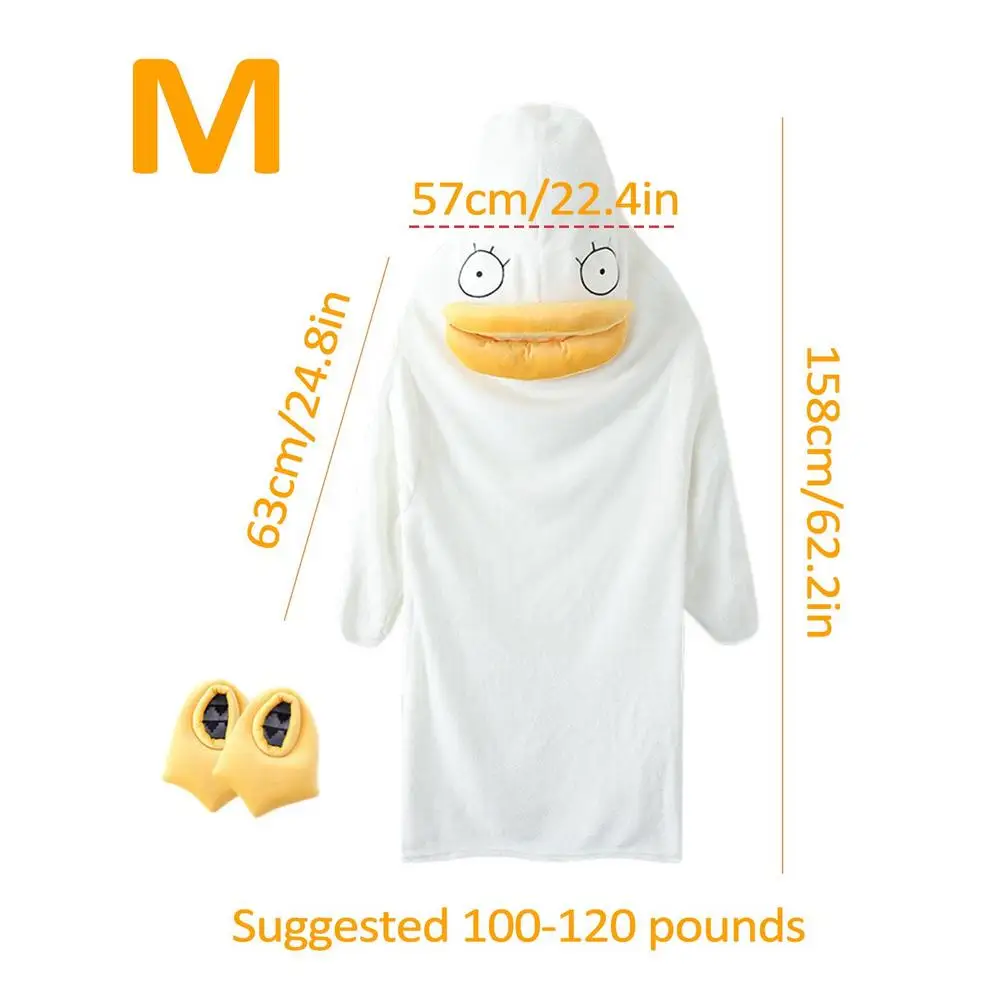 Super Long Flannel Blanket Duck Onesie Pajamas for Adult Winter Hoodies Sweatshirt Pullover Fleece TV Blanket Cosplay Costume