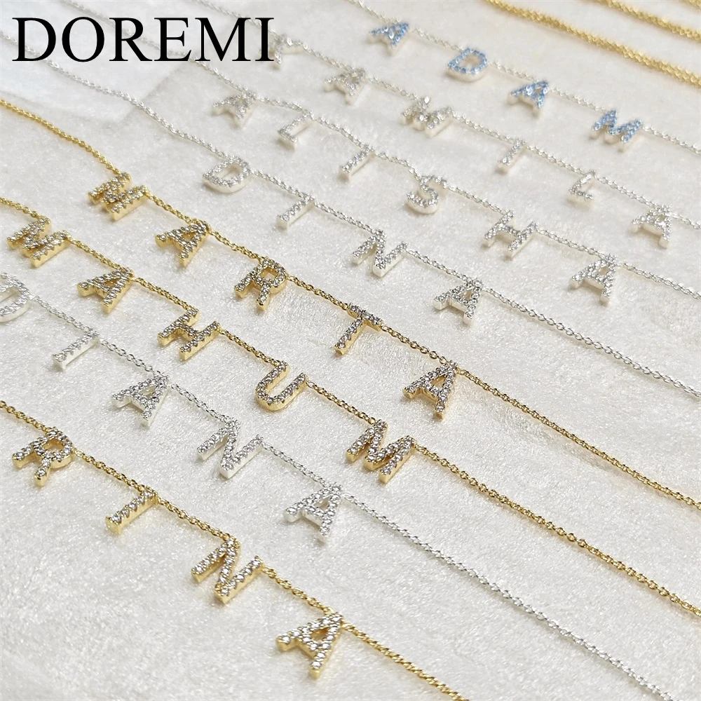DOREMI 9mm Crystal Letter Bubble Birthstone Zircon Necklace Ins Fashion Style Custom Initial Letter Name Personalized Necklace