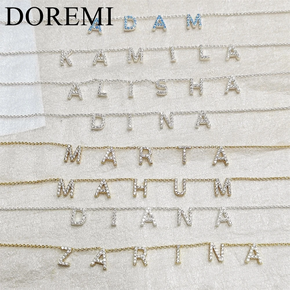 DOREMI 9mm Crystal Letter Bubble Birthstone Zircon Necklace Ins Fashion Style Custom Initial Letter Name Personalized Necklace