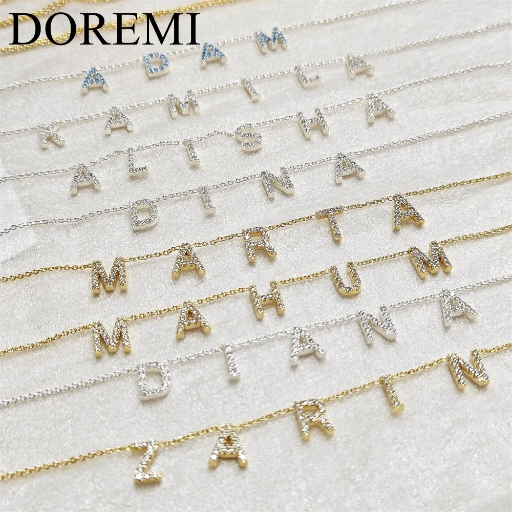 DOREMI 9mm Crystal Letter Bubble Birthstone Zircon Necklace Ins Fashion Style Custom Initial Letter Name Personalized Necklace