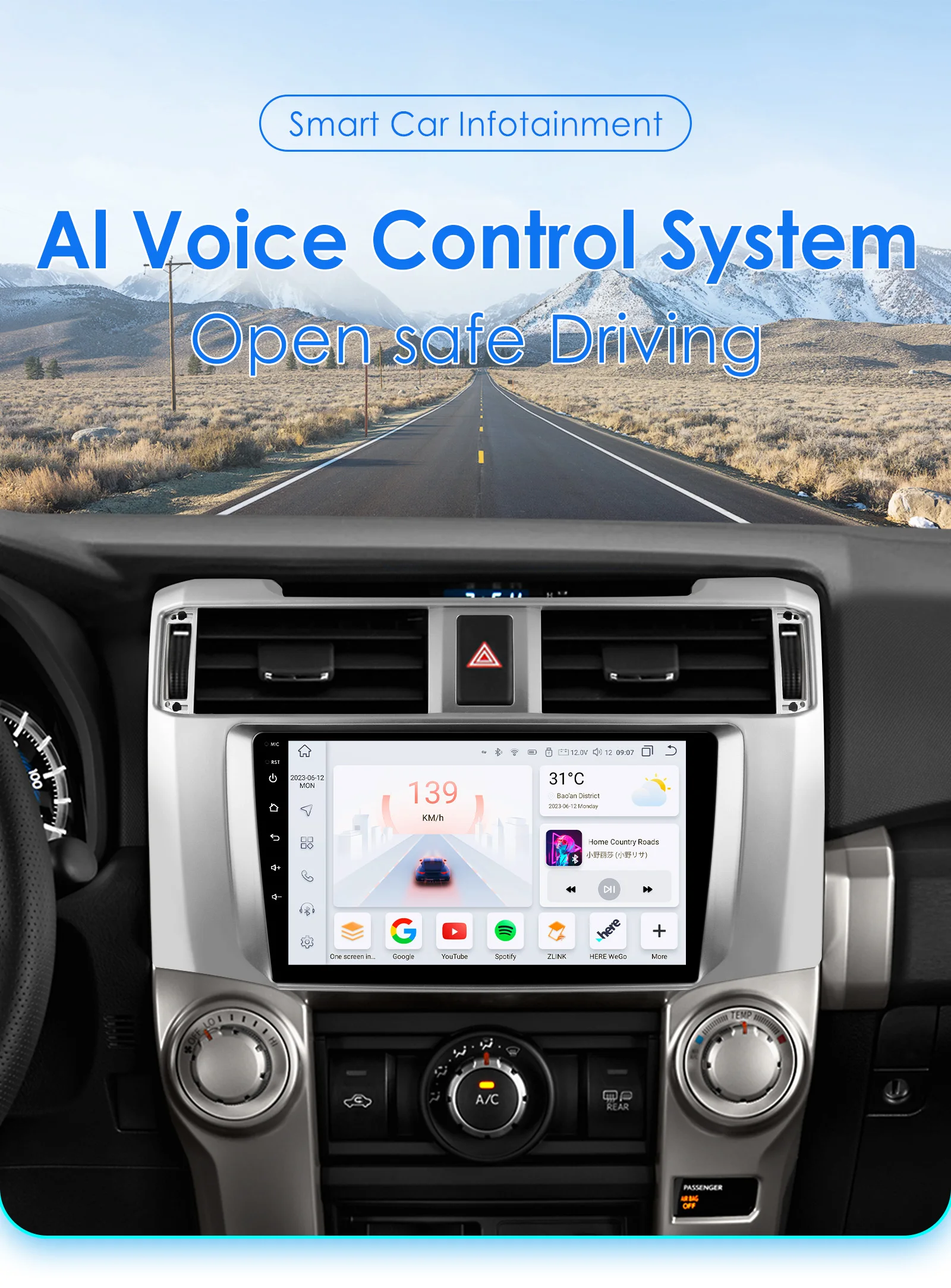 Hizpo 9inch Android Car radio For Toyota 4Runner 2009-2019 4 Runner Multimedia Video Player GPS Navi Stereo 4G WIFI Carplay 2din