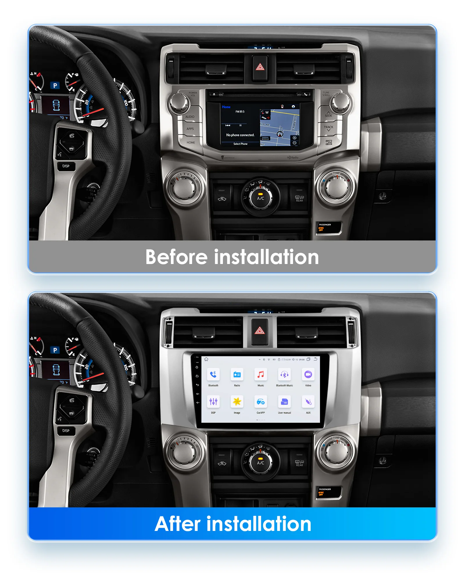 Hizpo 9inch Android Car radio For Toyota 4Runner 2009-2019 4 Runner Multimedia Video Player GPS Navi Stereo 4G WIFI Carplay 2din