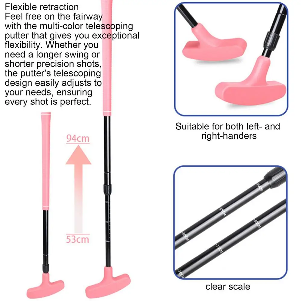 Golf Putter Clubs Right & Left Handed Golf Clubs Telescoping Adjustable Golf Grips Club For Kids Adults Golf Putter Training Aid