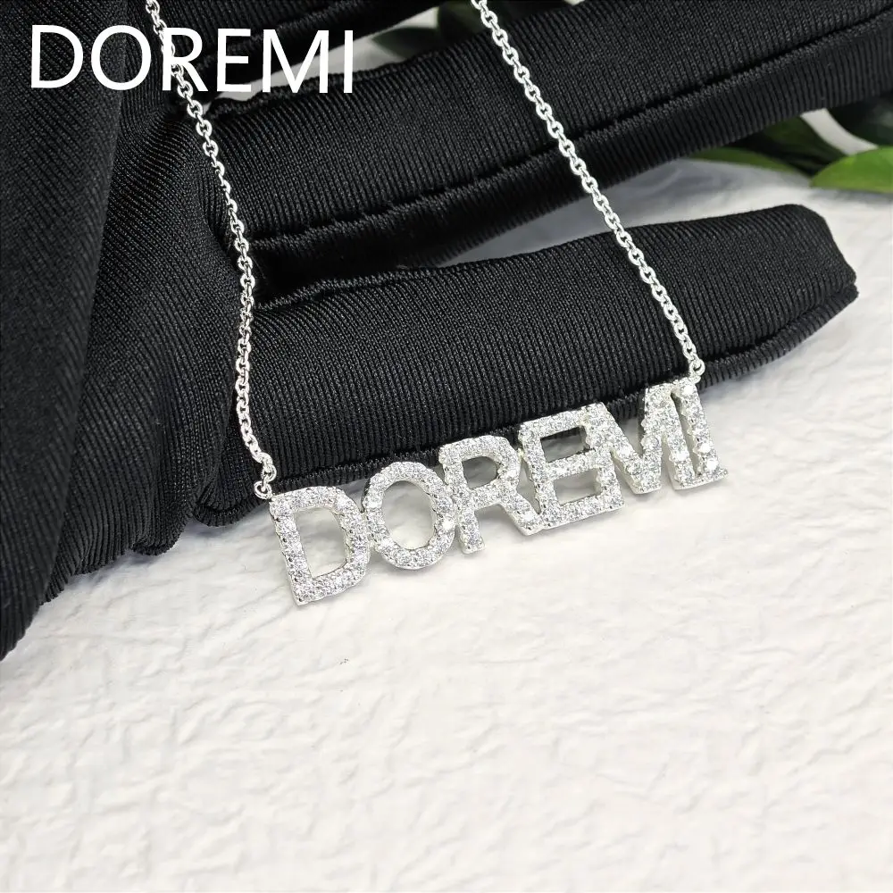 DOREMI 6mm/9mm Letters Name Crystal Necklace Initial Name Necklaces Personalized Dainty Custom Necklace Nameplate Chains