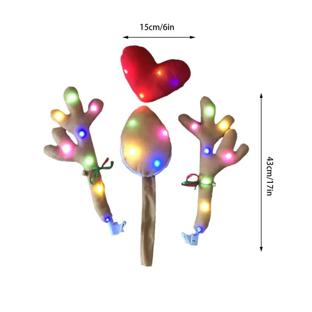 Christmas Reindeer Antlers Car Kit Reindeer Antlers And Nose With Led Lights Christmas Antlers Costume Auto Decoration For SUV