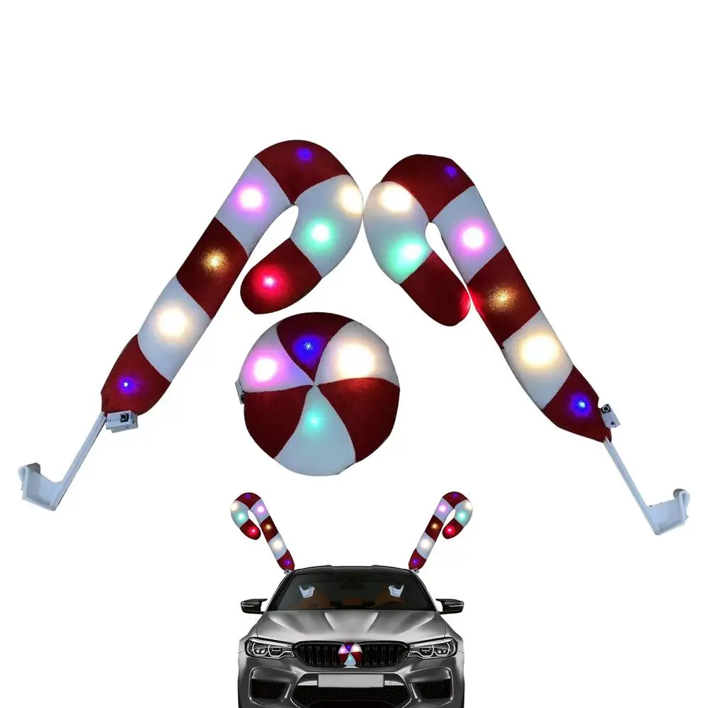 Christmas Reindeer Antlers Car Kit Reindeer Antlers And Nose With Led Lights Christmas Antlers Costume Auto Decoration For SUV