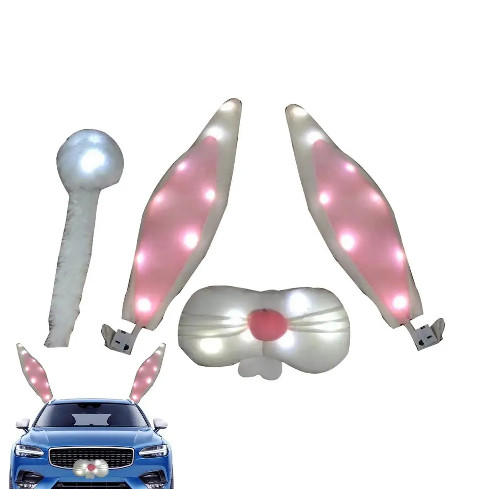 Christmas Reindeer Antlers Car Kit Reindeer Antlers And Nose With Led Lights Christmas Antlers Costume Auto Decoration For SUV