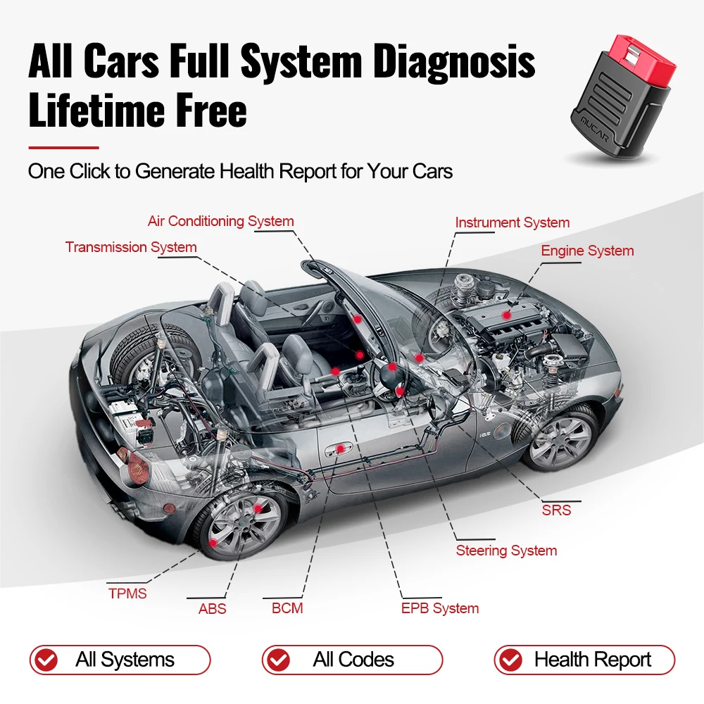 MUCAR BT200 BT200 PRO Car Scan Tool OBD2 Diagnostic Tool Full System Diagnosis Scanner For All Car 15 Reset Code Reader