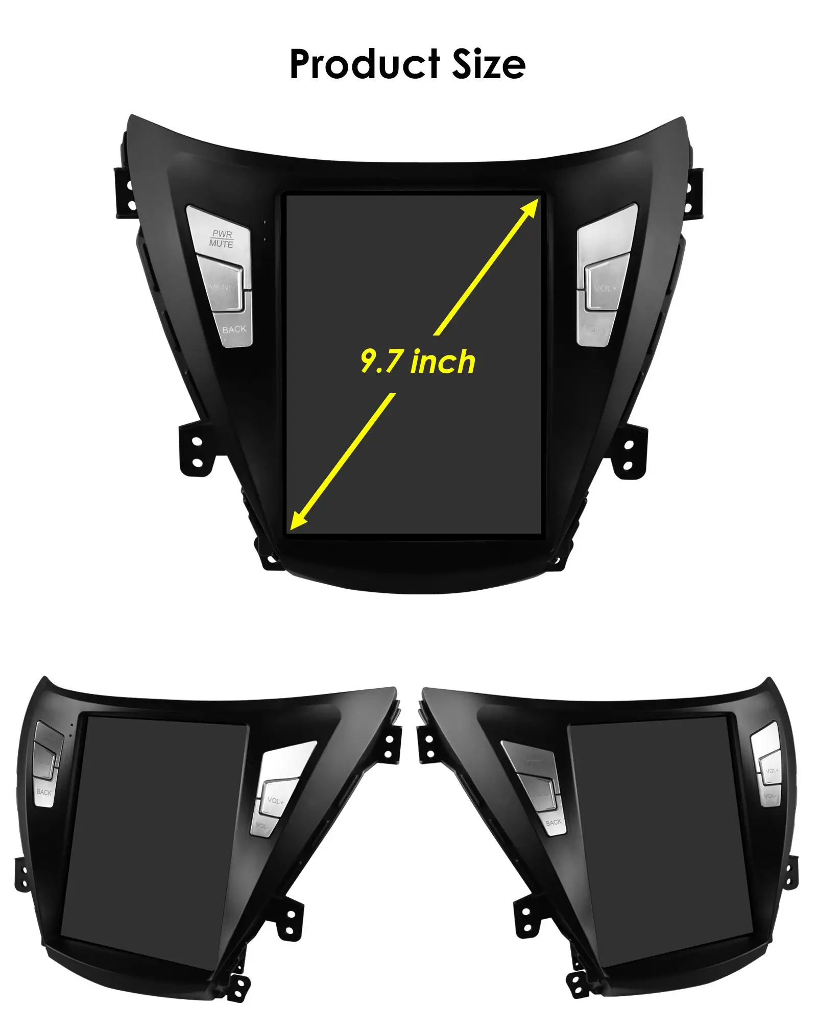 Hizpo 9.7" Tesla Style Android 13 Radio For Hyundai Elantra Avante I35 2011-2013 Multimedia Stereo Player GPS Navigaion 2 din BT