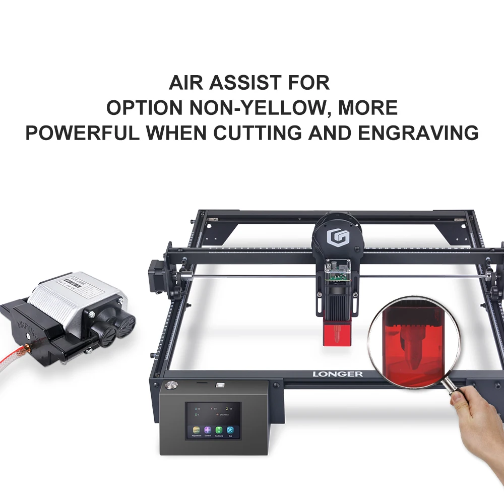 Air Pump Assist Kit Accessories for Longer Ray5 Laser Engraver Cutting Engraving Machine Low Noise Large Airflow Plug and Play