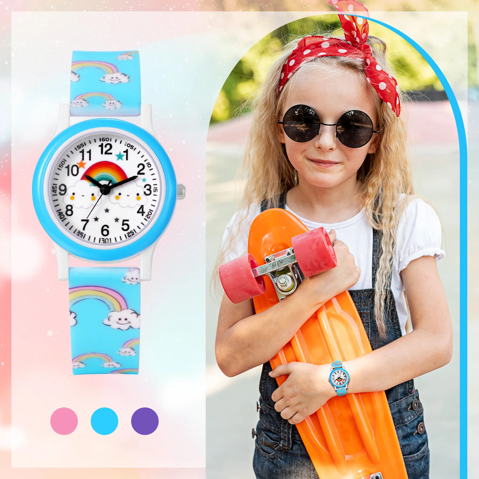 LANCARDO Rainbow Silicone Jelly Watch Sport Digital Dial Analog Quartz Teen Boys Girls Students School Graduation Gift
