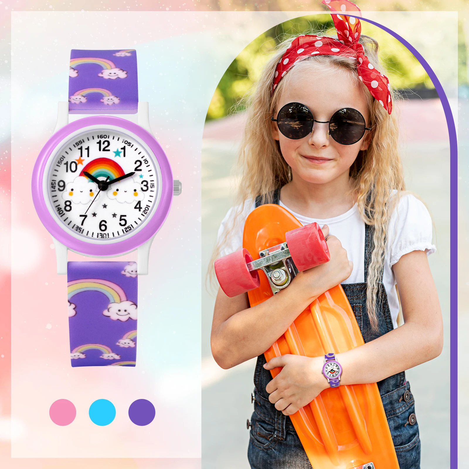 LANCARDO Rainbow Silicone Jelly Watch Sport Digital Dial Analog Quartz Teen Boys Girls Students School Graduation Gift