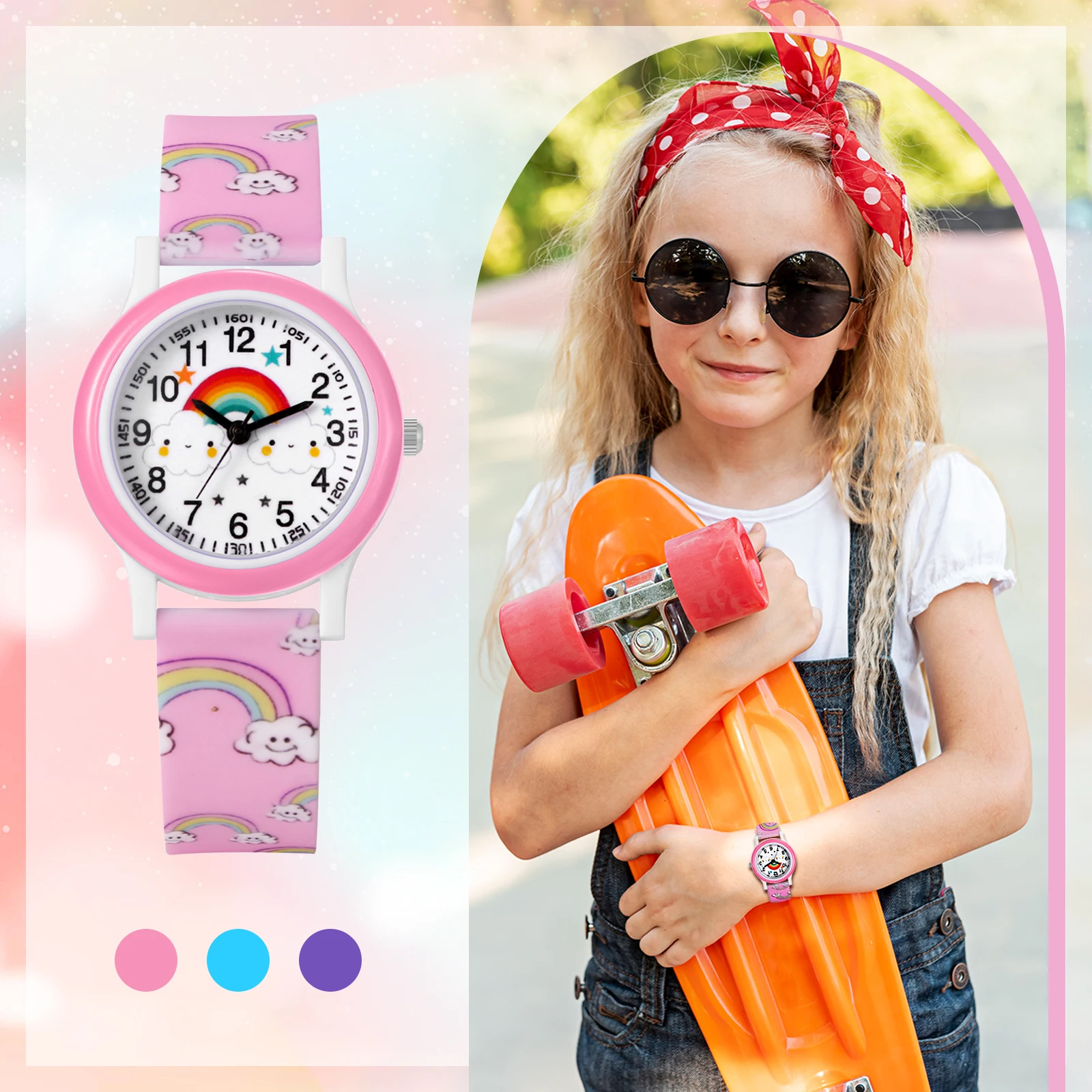 LANCARDO Rainbow Silicone Jelly Watch Sport Digital Dial Analog Quartz Teen Boys Girls Students School Graduation Gift