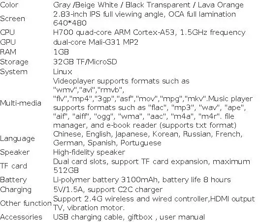 Anbernic RG28XX Retro Handheld Game Console 2.83-inch IPS Screen 640*480 Linux OS Built-in 3100mAH Battery HD-TV Out