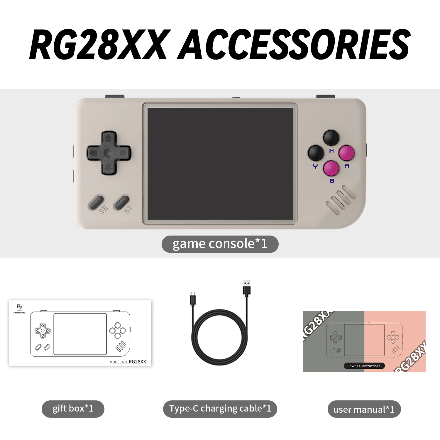 Anbernic RG28XX Retro Handheld Game Console 2.83-inch IPS Screen 640*480 Linux OS Built-in 3100mAH Battery HD-TV Out