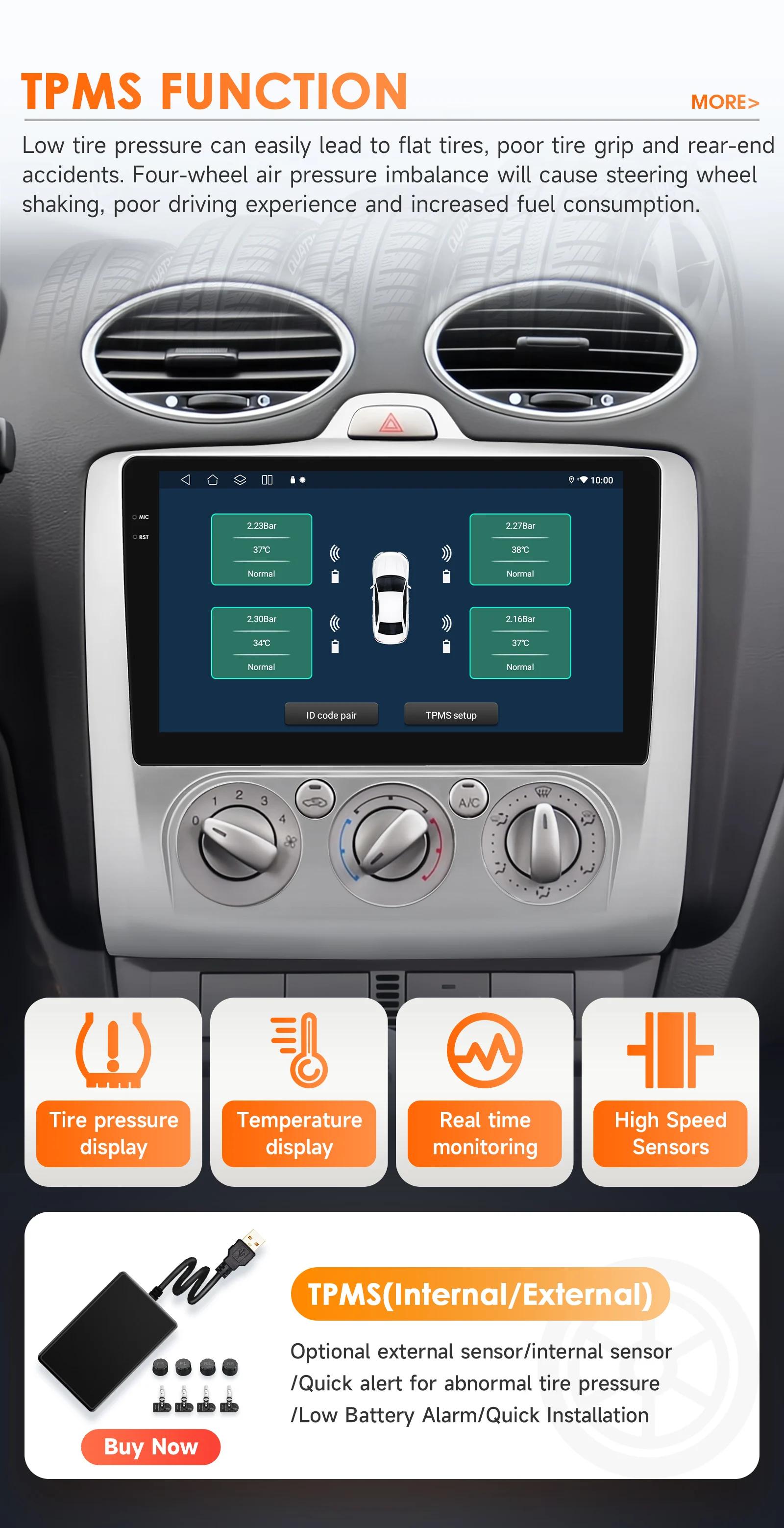 Hizpo 9" 2 Din Car Radio for Focus Exi MT 2 3 MK2/MK3 Multimedia Player Android 14 GPS Navigation Head Unit Stereo 4G+WiFi BT