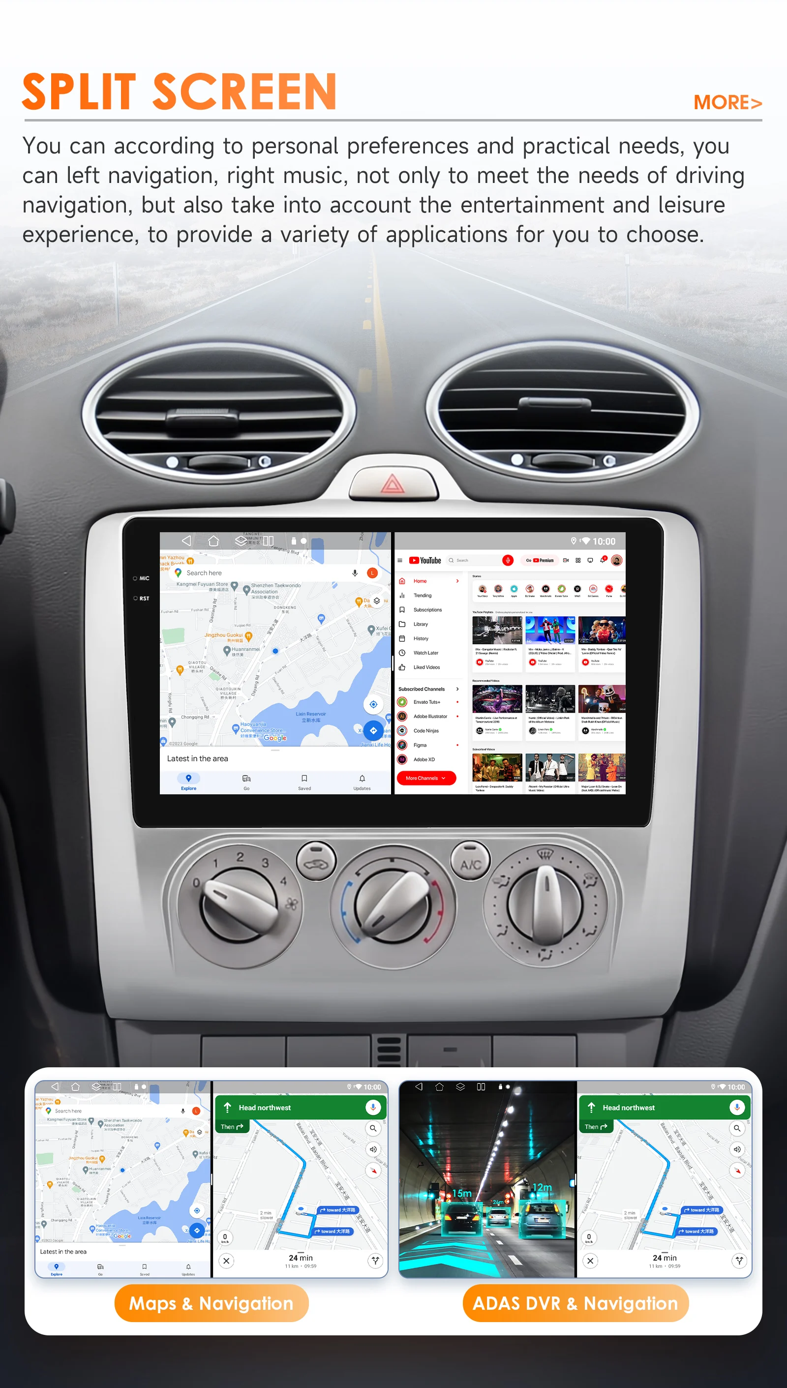 Hizpo 9" 2 Din Car Radio for Focus Exi MT 2 3 MK2/MK3 Multimedia Player Android 14 GPS Navigation Head Unit Stereo 4G+WiFi BT