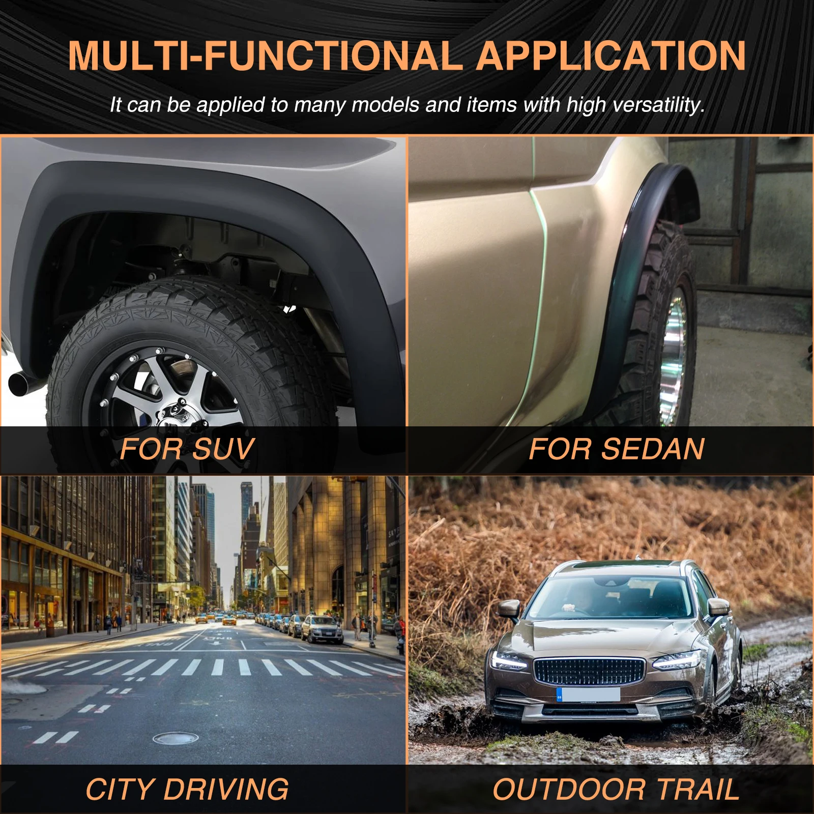 3.2m For Jeep Wrangler Compass Patriot Car Wheel Eyebrow Arch Extension Protector Fender Flares Moulding Trim Strip