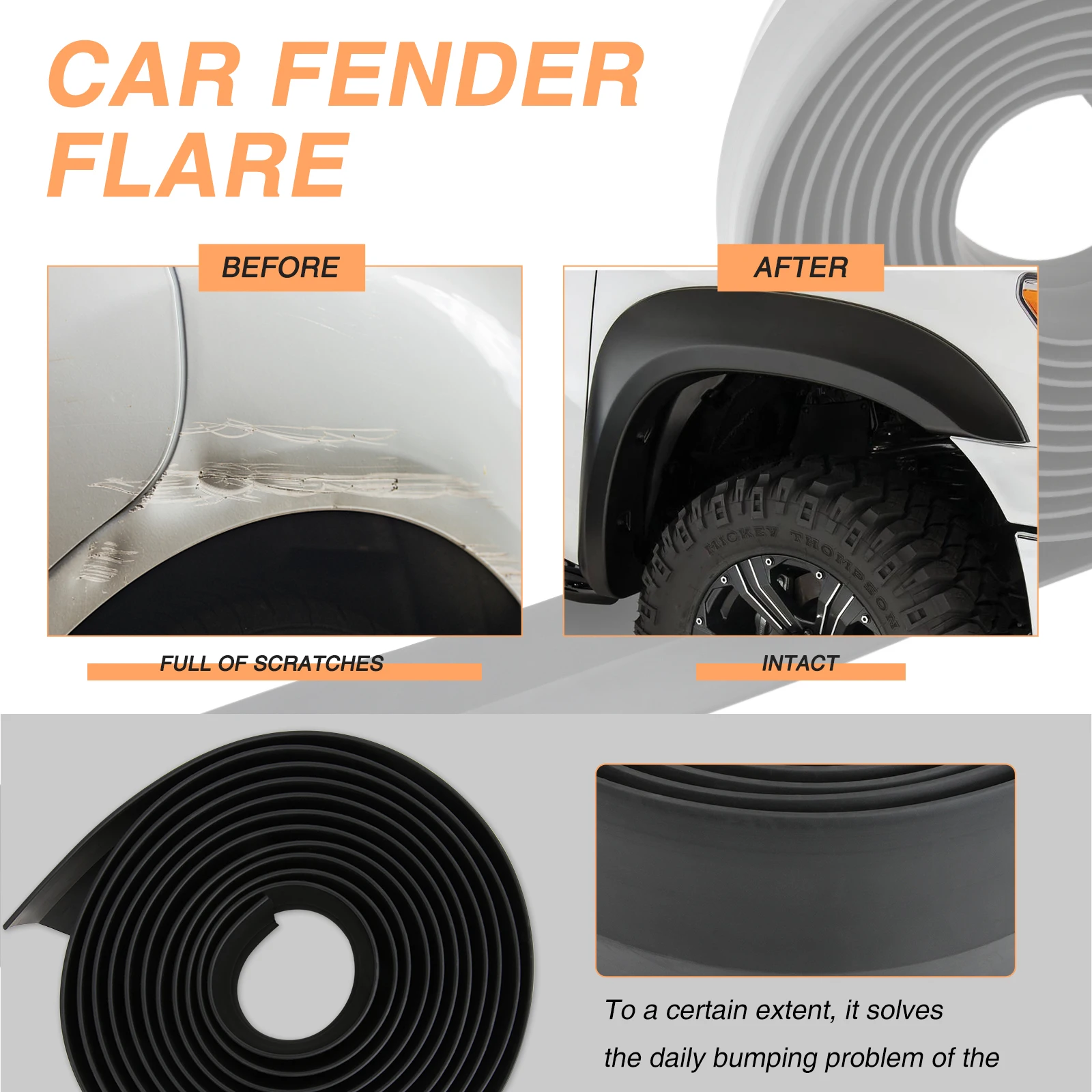 3.2m For Jeep Wrangler Compass Patriot Car Wheel Eyebrow Arch Extension Protector Fender Flares Moulding Trim Strip