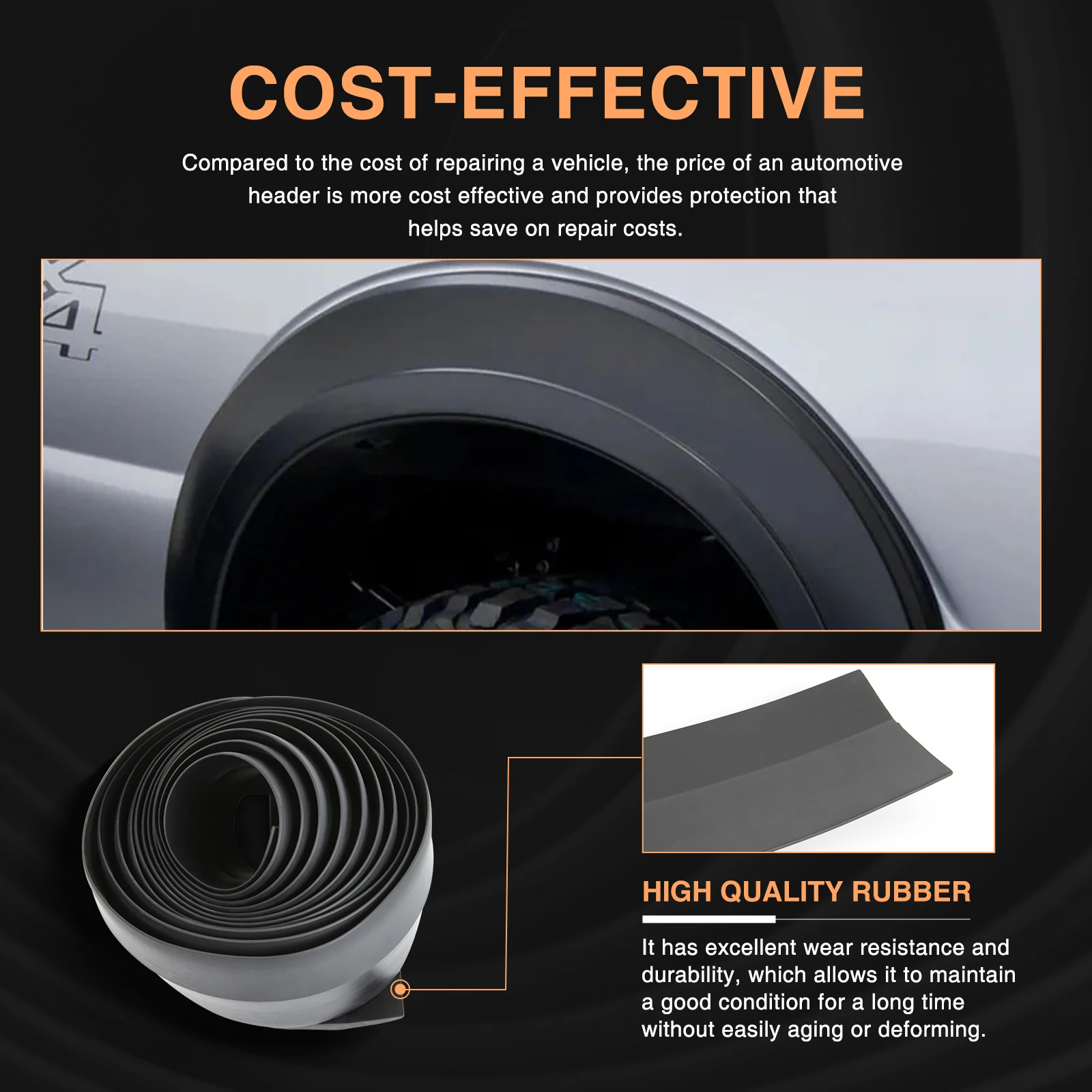 3.2m For Jeep Wrangler Compass Patriot Car Wheel Eyebrow Arch Extension Protector Fender Flares Moulding Trim Strip
