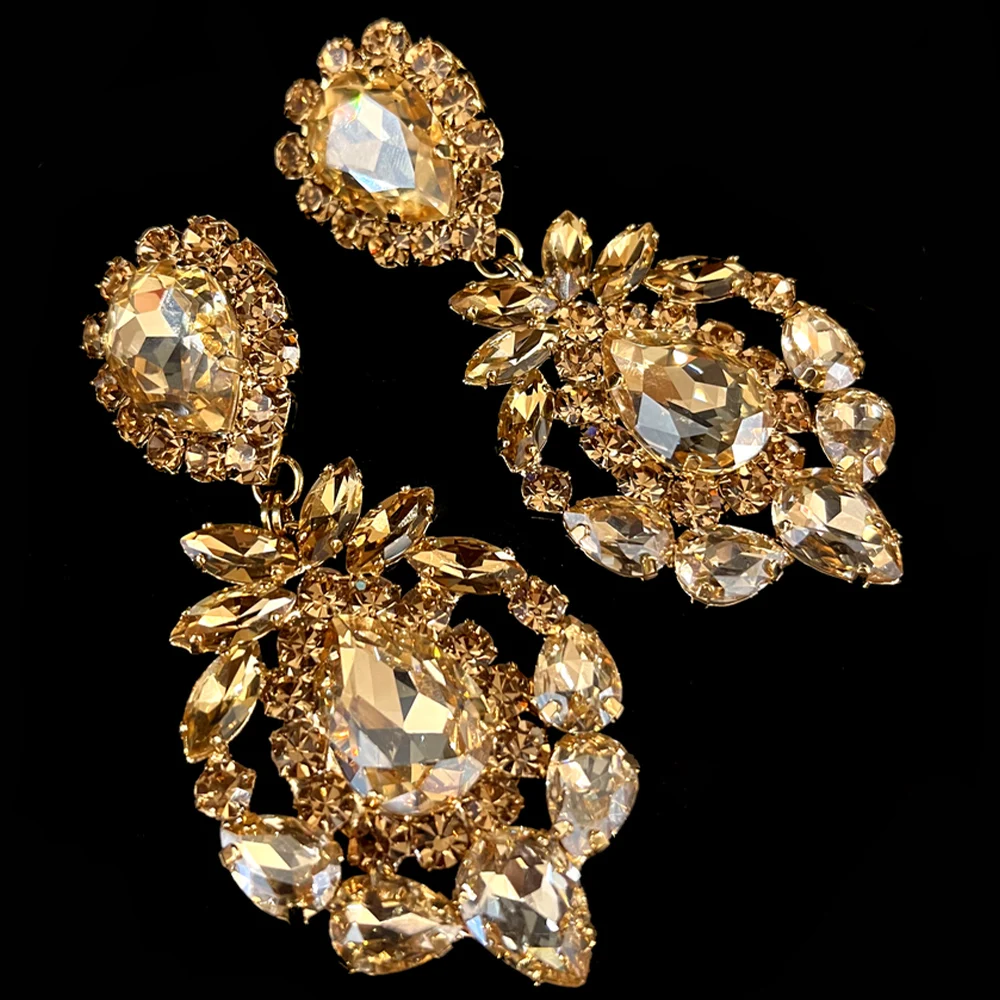 Geometric Crystal Earrings High Quality for Ladies Wedding Party Bridals Jewelry Charms Trendy Accessories Decoration Y2k Gift