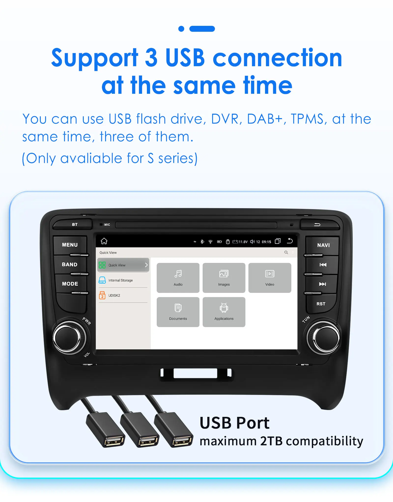 Hizpo 2 Din Android 14 Car Radio For Audi TT MK2 8J 2006-2014 Multimedia Stereo GPS Navi Head Unit Carplay Intelligent Systems