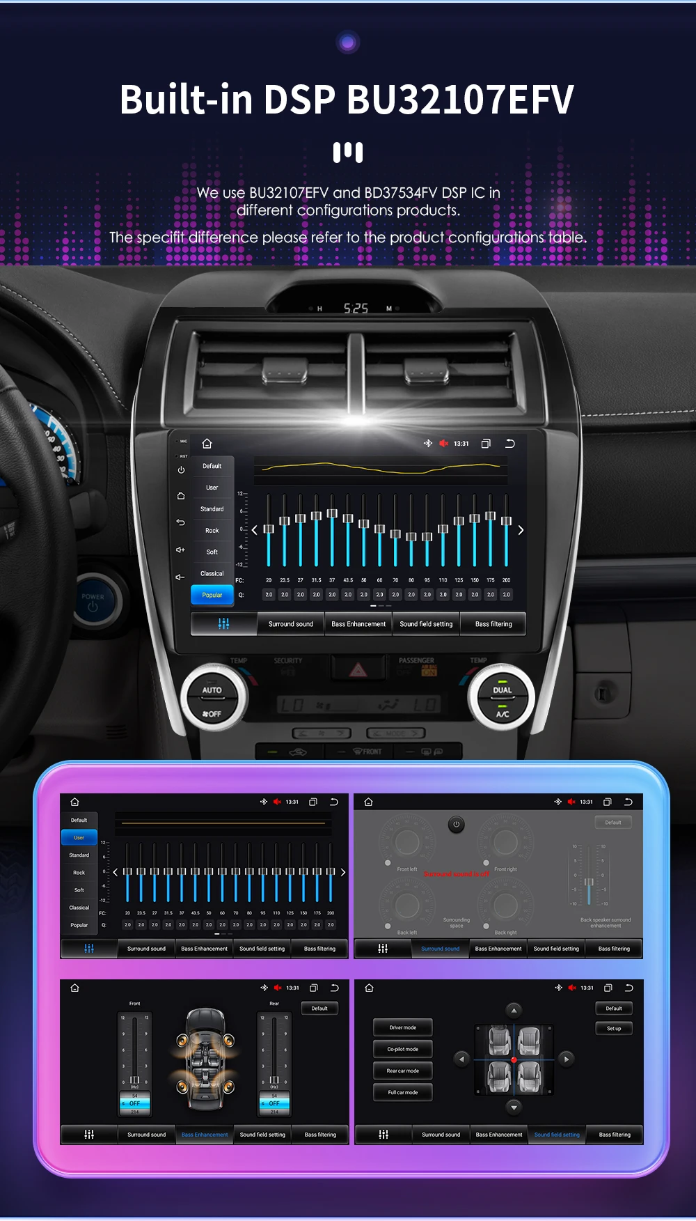 Hizpo 10.1" For TOYOTA Camry 2012 2013 2014 US Version Car Radio Multimedia Player Navigation Wireless CarPlay Android 13 7862