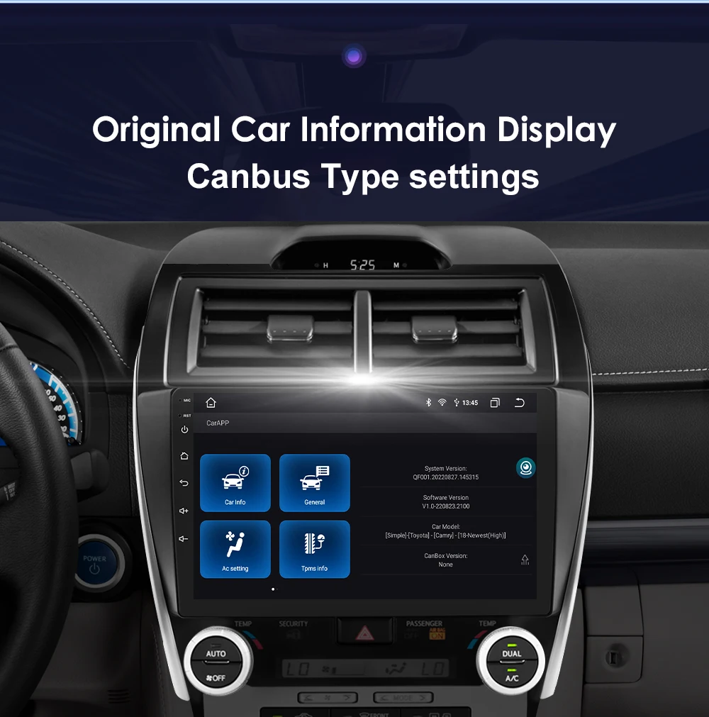 Hizpo 10.1" For TOYOTA Camry 2012 2013 2014 US Version Car Radio Multimedia Player Navigation Wireless CarPlay Android 13 7862