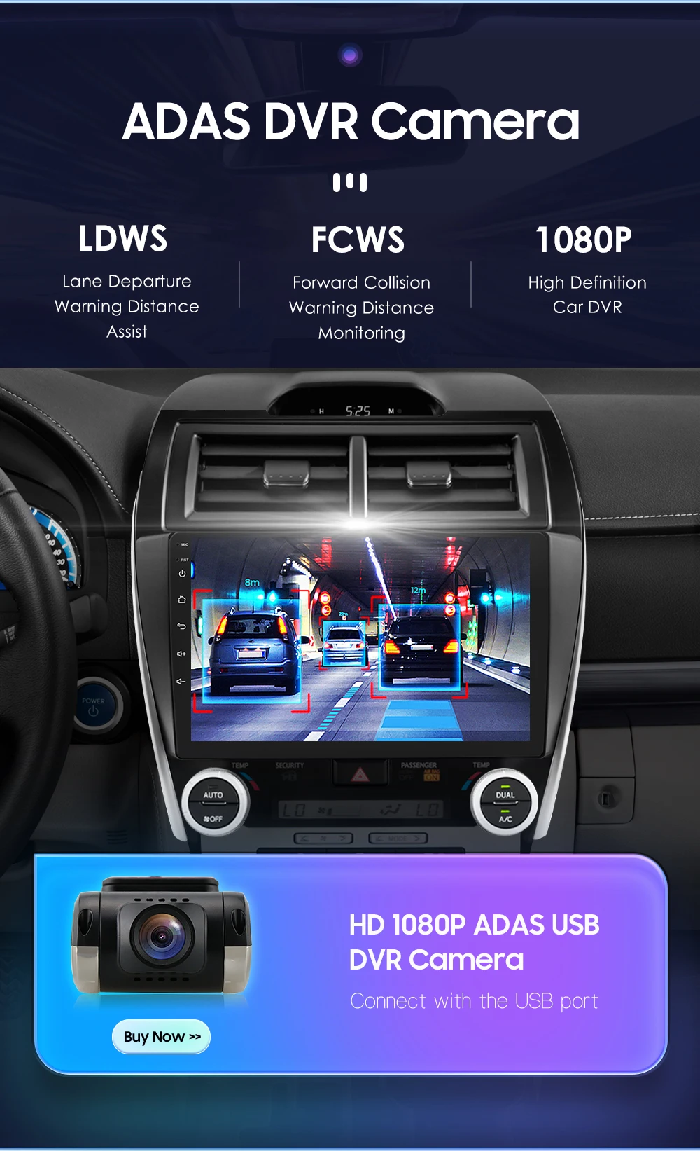Hizpo 10.1" For TOYOTA Camry 2012 2013 2014 US Version Car Radio Multimedia Player Navigation Wireless CarPlay Android 13 7862