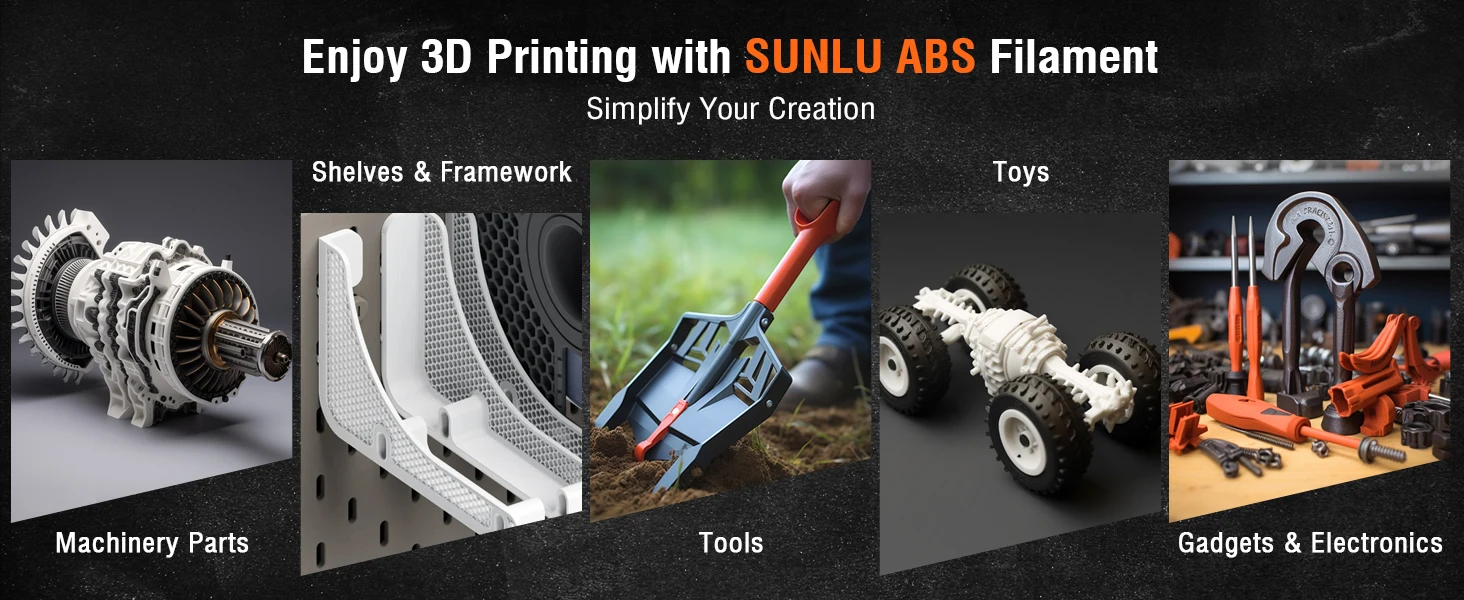 SUNLU 3D Filament PETG/EASY ABS/TPU/ASA Filamnet 1.75mm 5Roll 1KG（TPU 0.5KG/Roll） 3D Printer Filament for 3D Printer