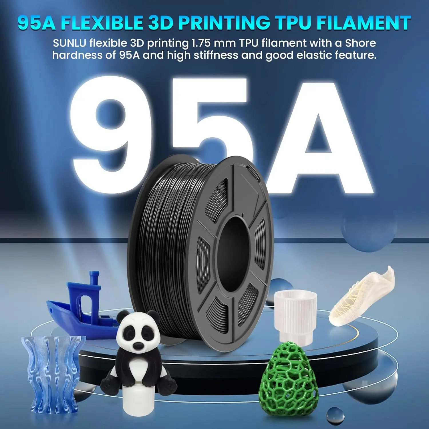 SUNLU 3D Filament PETG/EASY ABS/TPU/ASA Filamnet 1.75mm 5Roll 1KG（TPU 0.5KG/Roll） 3D Printer Filament for 3D Printer
