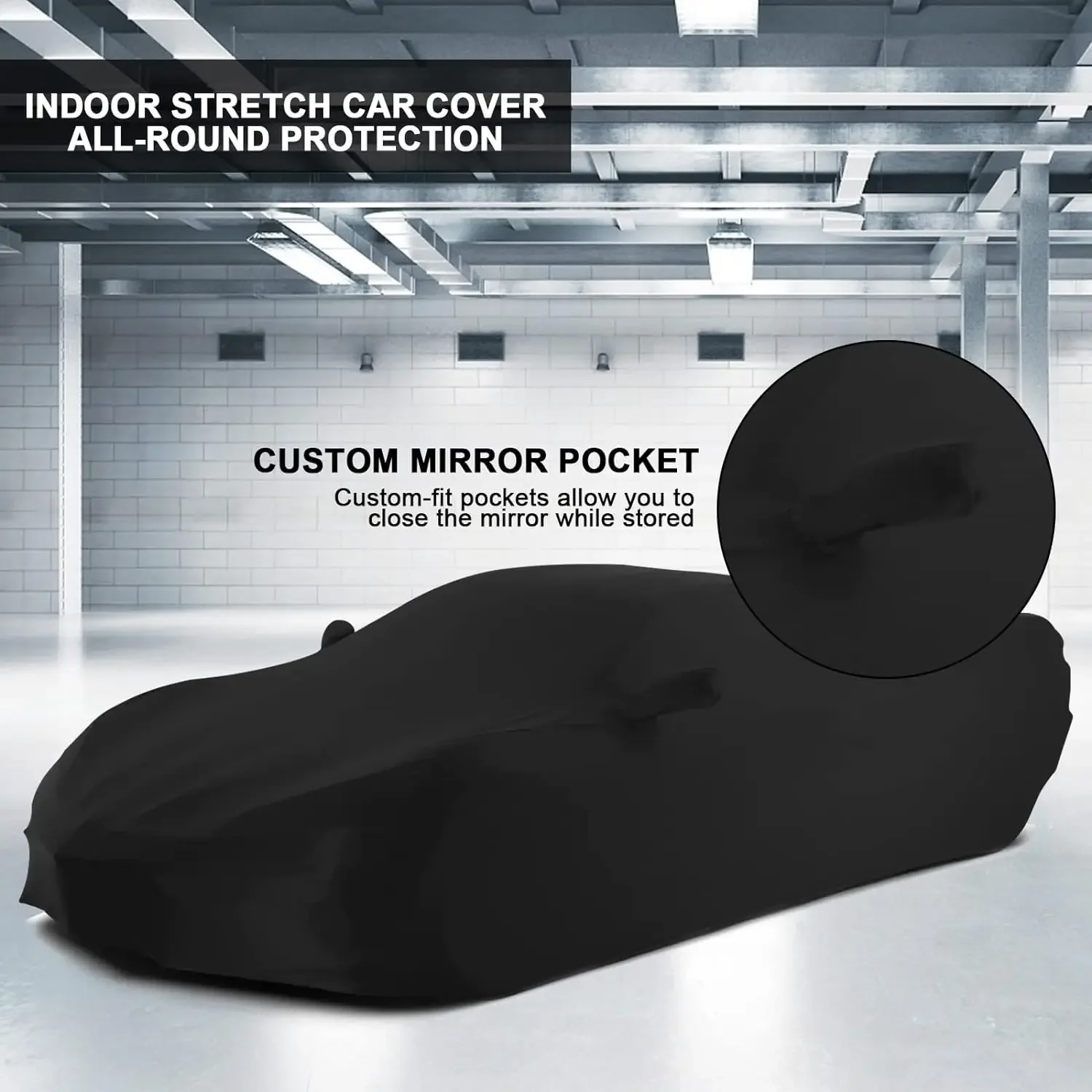 Indoor Car Cover Satin Dust Proof Sunshade Outdoor Protection For Chevrolet Corvette C8 2020-2023 For Underground Garage Black
