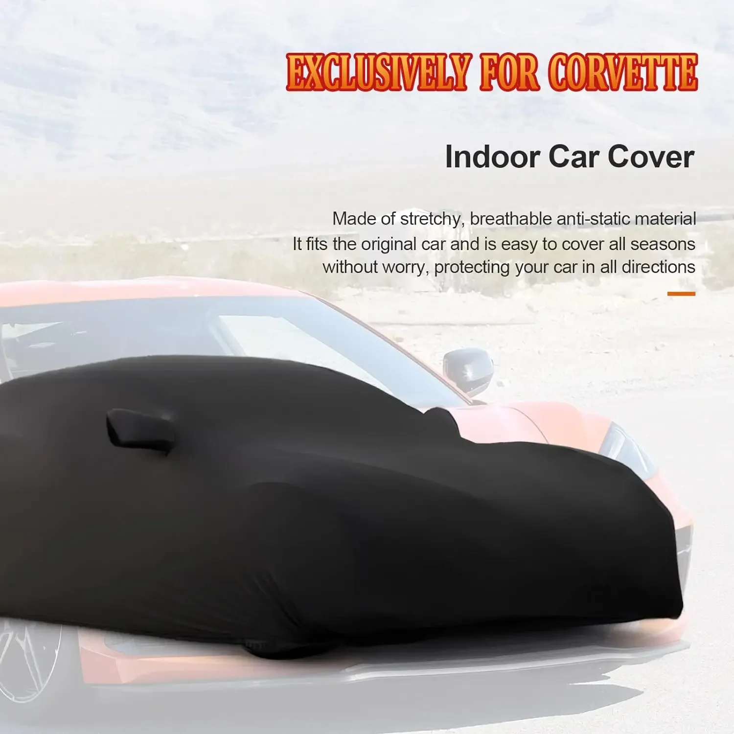 Indoor Car Cover Satin Dust Proof Sunshade Outdoor Protection For Chevrolet Corvette C8 2020-2023 For Underground Garage Black