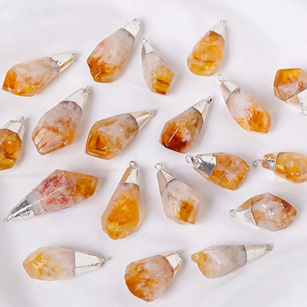 Citrine Pendant Yellow Crystal Stone Pendant Stylish Jewelry Energy Necklaces Valentine's Day Crystal For Her Him