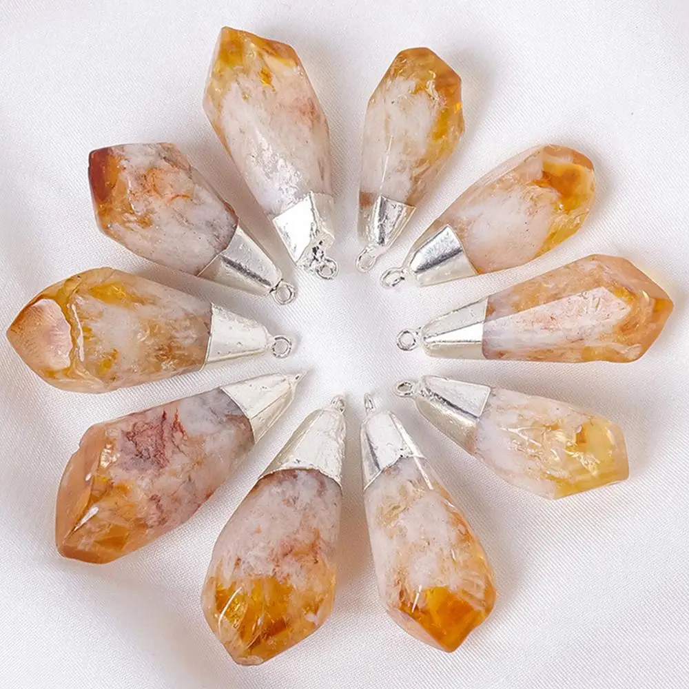 Citrine Pendant Yellow Crystal Stone Pendant Stylish Jewelry Energy Necklaces Valentine's Day Crystal For Her Him