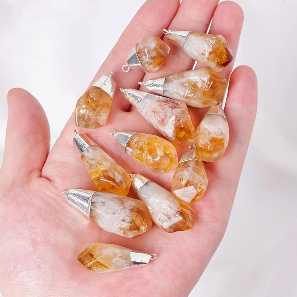 Citrine Pendant Yellow Crystal Stone Pendant Stylish Jewelry Energy Necklaces Valentine's Day Crystal For Her Him