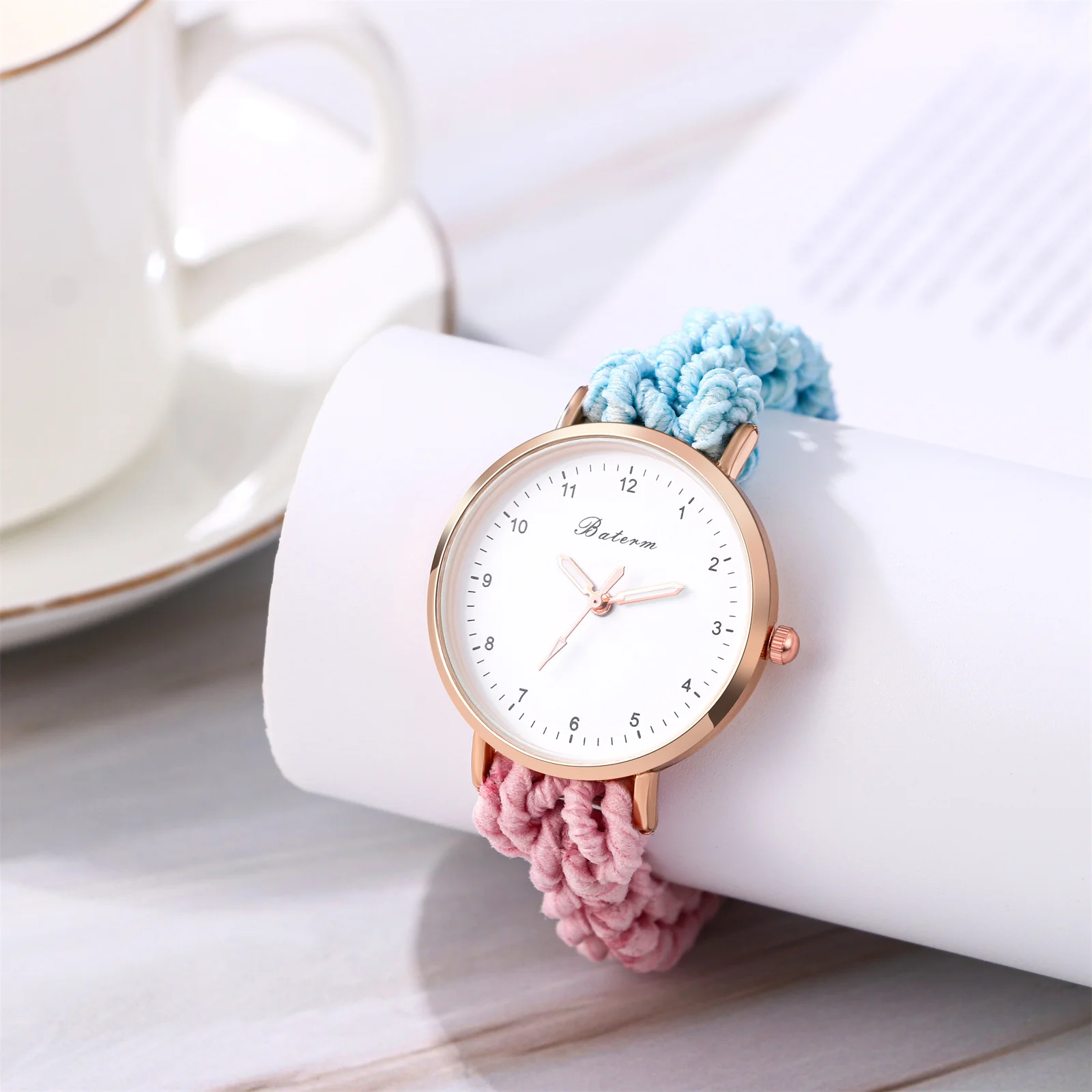 LANCARDO Quartz Braided Scrunchie Watch Elastic Rope Watch Digital Dial Women Multi-functional Ultra-thin Student Bracelet Watch