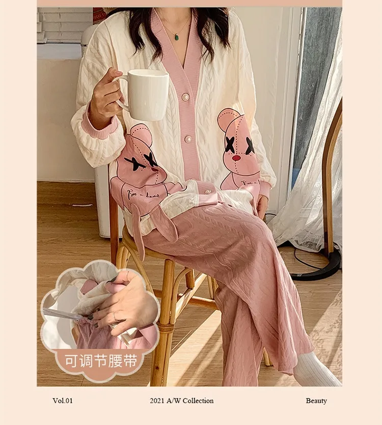 Woman Spring and Autumn Nursing Nursing Cotton Maternity Wear Summer Thin Postpartum Pregnant Women Pajamas Home Clothing Set