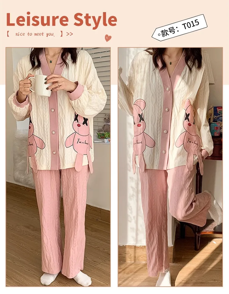 Woman Spring and Autumn Nursing Nursing Cotton Maternity Wear Summer Thin Postpartum Pregnant Women Pajamas Home Clothing Set