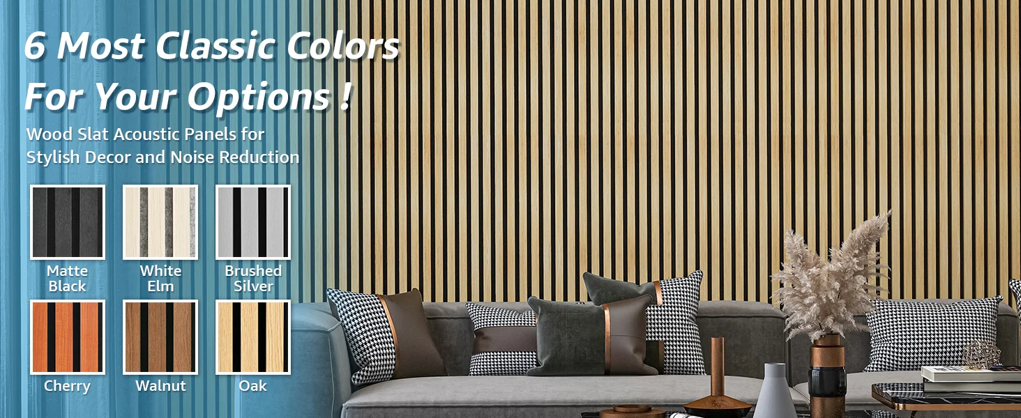 Art3d 4PCS Wood Slat Acoustic Panels for Stylish Decor and Noise Reduction 3D Textured Wall Panels 94.5x7.9 inch Home Decoration