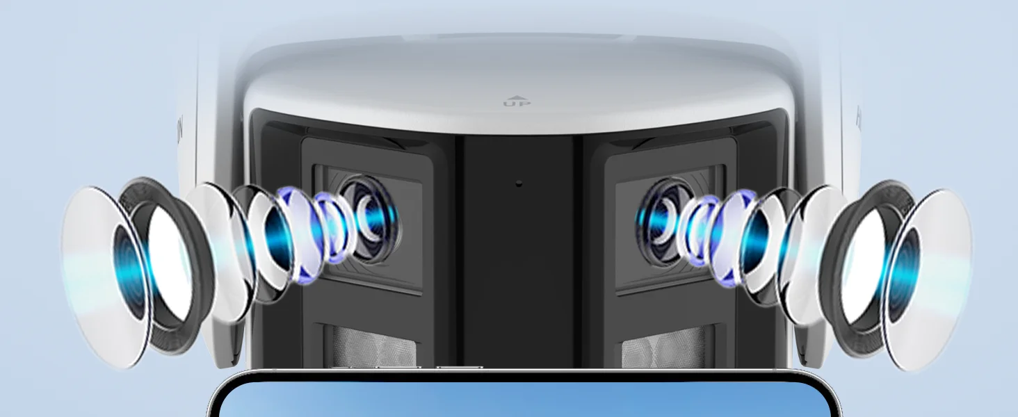 Anpviz 8MP Dual Lens POE Camera Ultra Wide Angel 180° Panoramic Security Camera AI Human Vehicle Detection Audio Warning Alarm