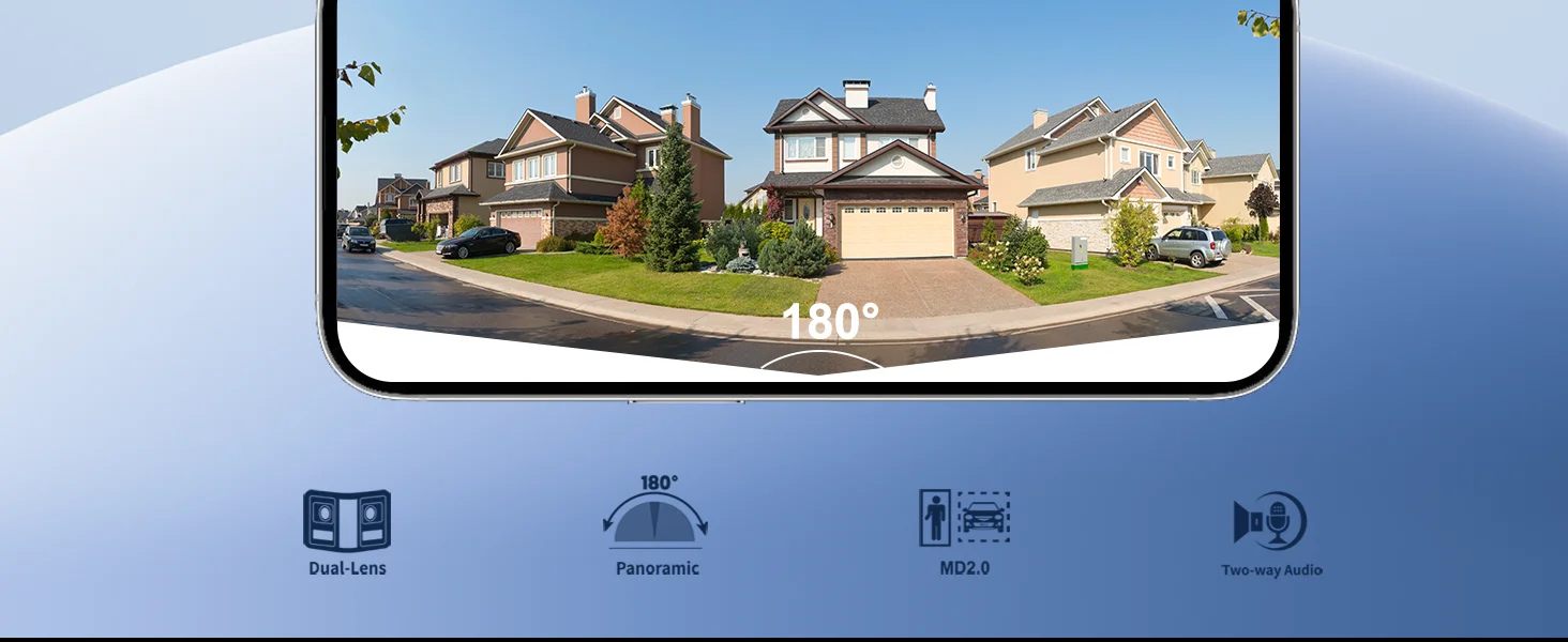 Anpviz 8MP Dual Lens POE Camera Ultra Wide Angel 180° Panoramic Security Camera AI Human Vehicle Detection Audio Warning Alarm