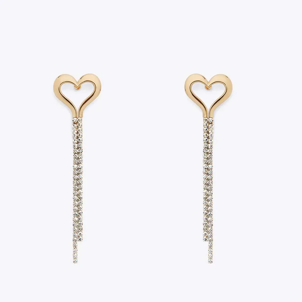 Stonefans Metal Heart Tassel Earrings Bohemian 2024 Women Luxury Wedding Fashion Piercing Earring Wholesale Jewelry Accesories