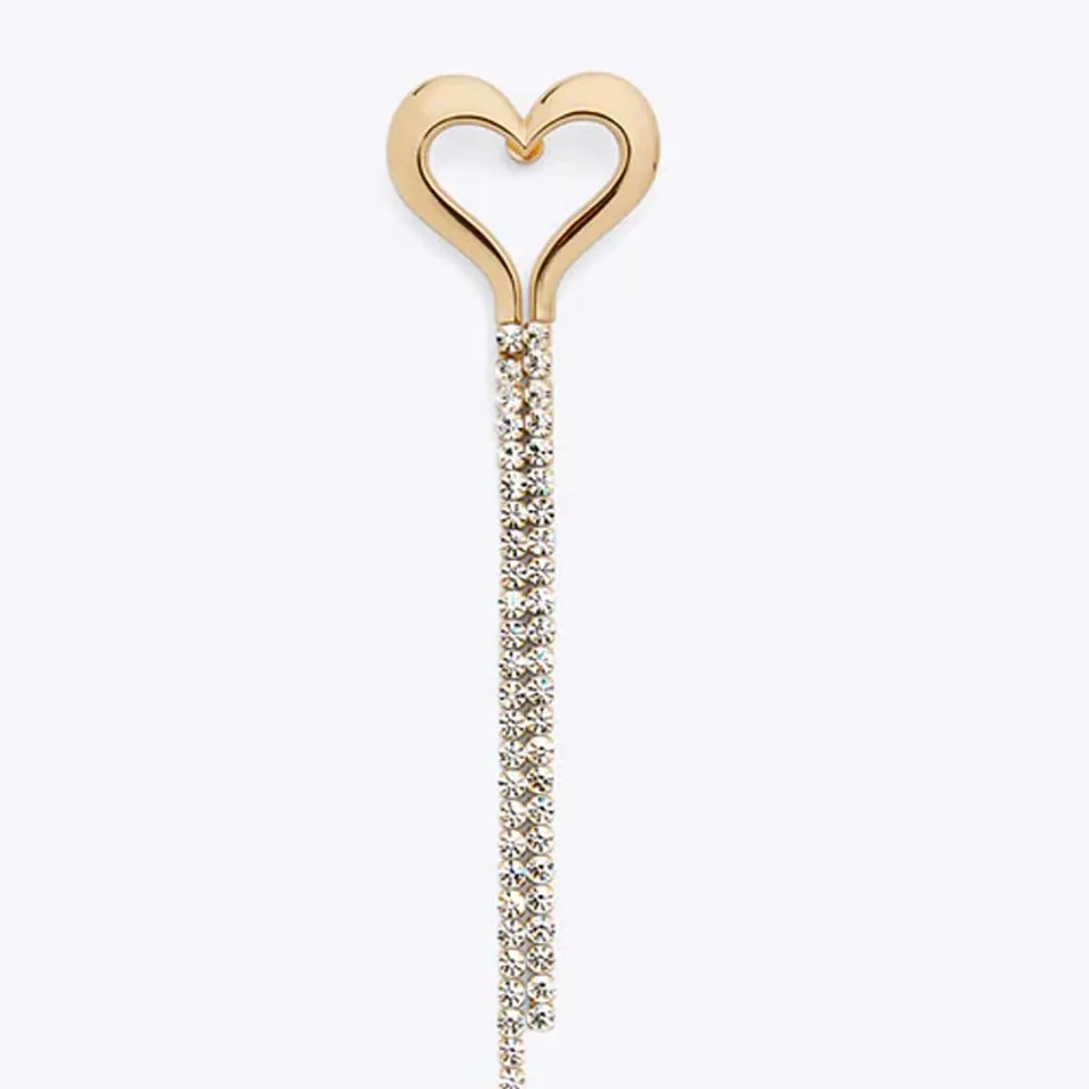 Stonefans Metal Heart Tassel Earrings Bohemian 2024 Women Luxury Wedding Fashion Piercing Earring Wholesale Jewelry Accesories