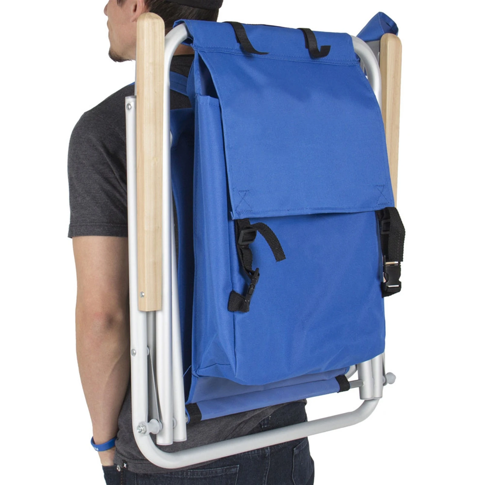 Beach Chair USA free shipping Blue Adjustable Headrest Portable High Strength Folded Beach Chair