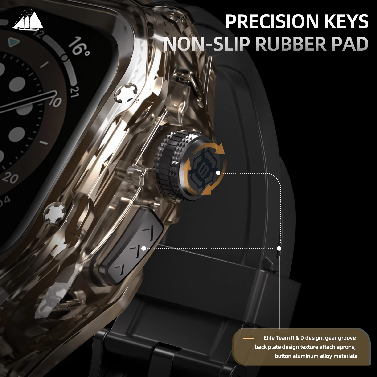Luxury Transparent Waterproof Case for Apple Watch Ultra 2 49mm Protection Anti-slip Watch Cover+Silicone Strap for Apple Watch