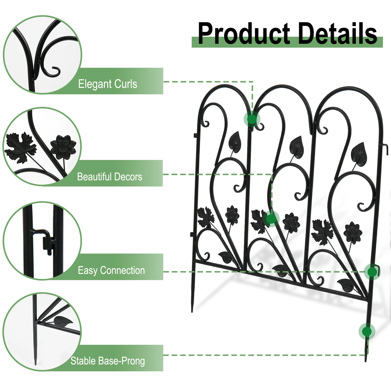 5PCS Decorative Garden Fence Outdoor Garden Balcony Patio Lawn Landscape Fences