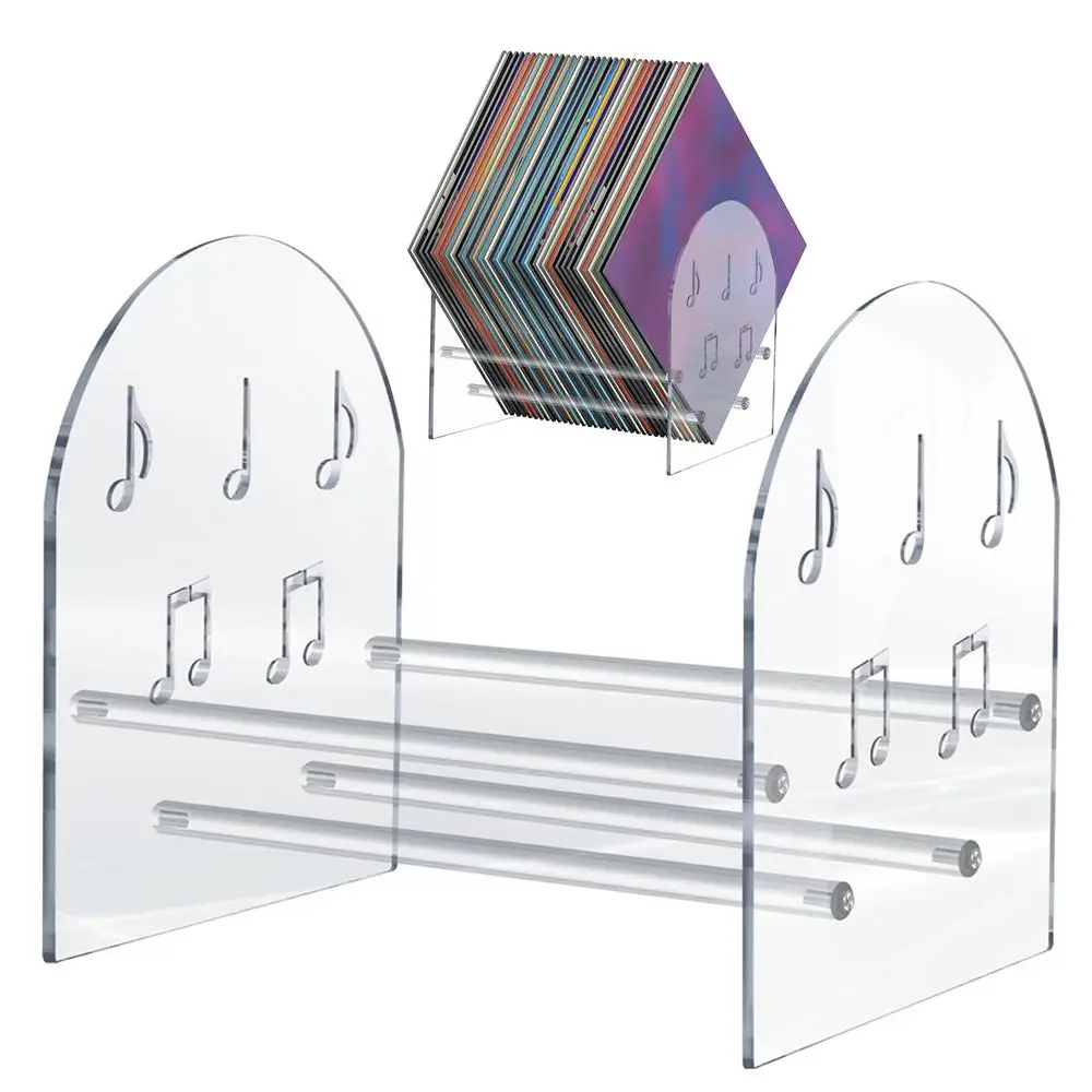 Vinyl Record Holder Desktop Books Shelves Acrylic Display Shelf For Records Multi-function Organizer Storage Rack